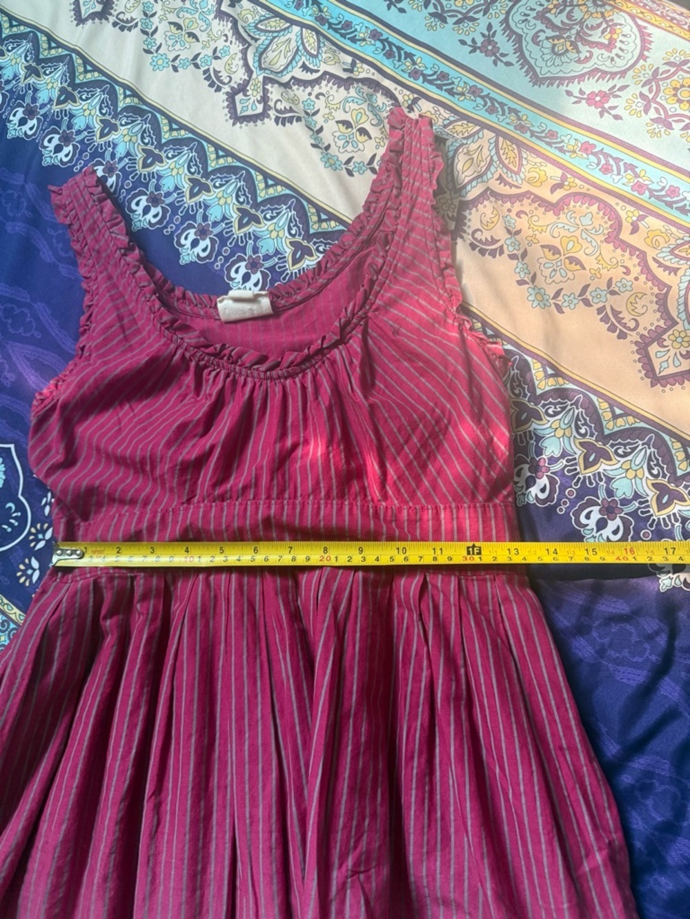 Converse One Star Ombre Sundress Size S Pink Stripe Tie Back Cotton Summer Dress - Picture 10 of 12